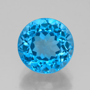 Topacio azul natural de 3,50 ct, corte redondo, VS