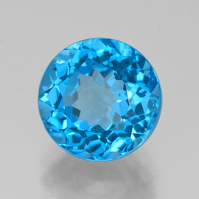 Topacio azul natural de 3,50 ct, corte redondo, VS