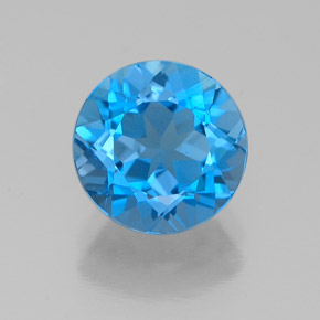 Topacio azul natural de 2,28 ct, corte redondo, VVS