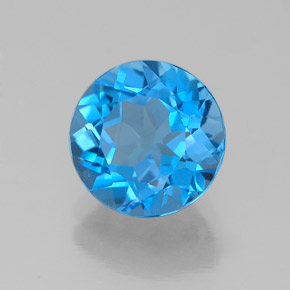Topacio azul natural de 2,28 ct, corte redondo, VVS