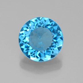 Topacio azul natural de 2,07 ct, corte redondo, VS-SI