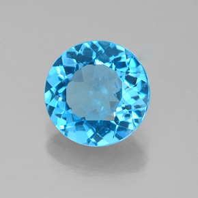 Topacio azul natural de 2,07 ct, corte redondo, VS-SI