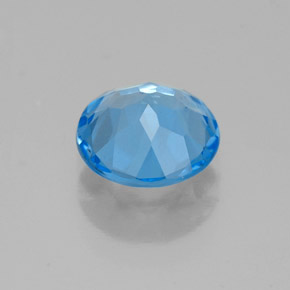 Topacio azul natural de 1,57 ct, corte redondo, VS