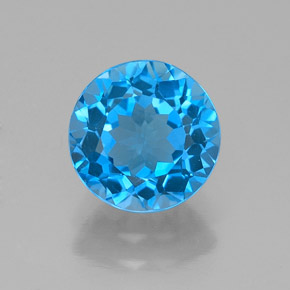 Topacio azul natural de 2,14 ct, corte redondo, VVS
