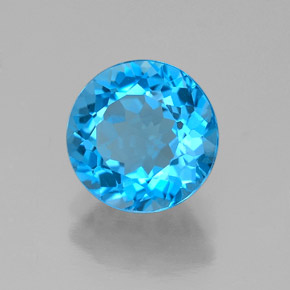 Topacio azul natural de 2,14 ct, corte redondo, VVS