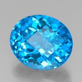 Topacio azul natural de 11,31 ct, corte óvalo, VVS
