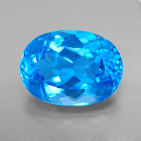 Topacio azul natural de 11,54 ct, corte óvalo, VS