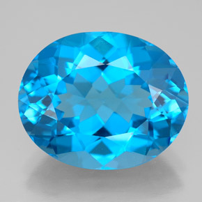 Topacio azul natural de 12,69 ct, corte óvalo, VVS