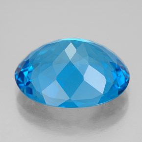 Topacio azul natural de 12,69 ct, corte óvalo, VVS