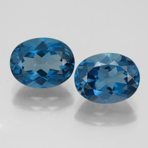 Gemas de topacio azul natural de  ct, corte óvalo, VVS-VS