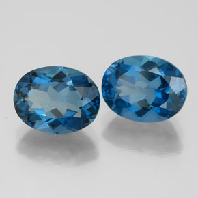 Gemas de topacio azul natural de  ct, corte óvalo, VVS-VS