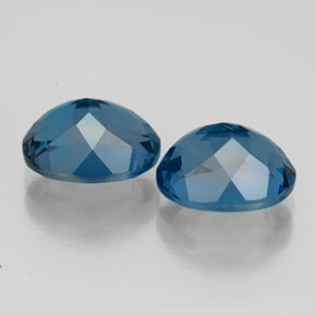 Gemas de topacio azul natural de  ct, corte óvalo, VVS-VS