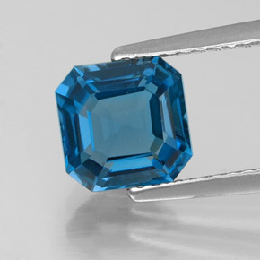 Topacio azul natural de 2,25 ct, corte esmeralda, VVS-VS