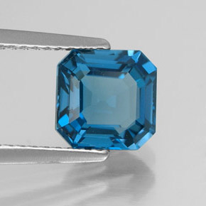 Topacio azul natural de 2,25 ct, corte esmeralda, VVS-VS