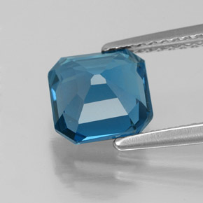 Topacio azul natural de 2,25 ct, corte esmeralda, VVS-VS
