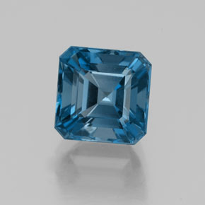 Topacio azul natural de 2,61 ct, corte esmeralda, VVS
