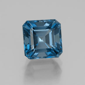 Topacio azul natural de 2,61 ct, corte esmeralda, VVS