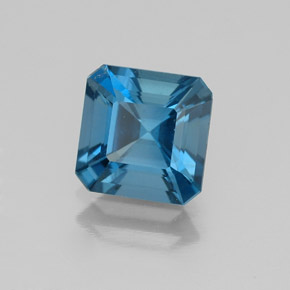 Topacio azul natural de 1,89 ct, corte esmeralda, VS