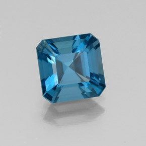 Topacio azul natural de 1,89 ct, corte esmeralda, VS