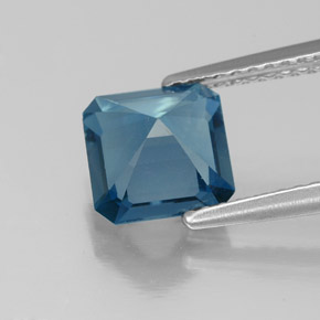 Topacio azul natural de 1,89 ct, corte esmeralda, VS