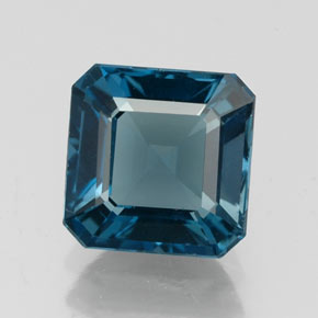 Topacio azul natural de 2,12 ct, corte esmeralda, VVS