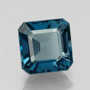 Topacio azul natural de 2,12 ct, corte esmeralda, VVS