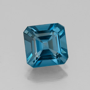 Topacio azul natural de 1,75 ct, corte esmeralda, VS
