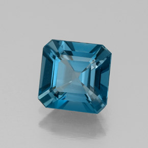 Topacio azul natural de 1,75 ct, corte esmeralda, VS