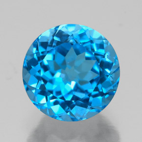 Topacio azul natural de 2,49 ct, corte redondo, VVS-VS
