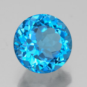 Topacio azul natural de 2,49 ct, corte redondo, VVS-VS
