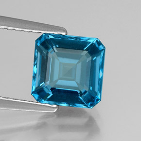 Topacio azul natural de 2,16 ct, corte esmeralda, VS