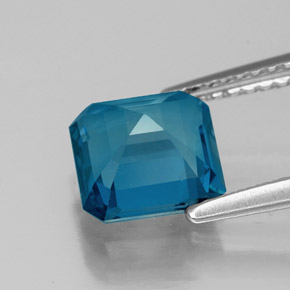 Topacio azul natural de 2,16 ct, corte esmeralda, VS