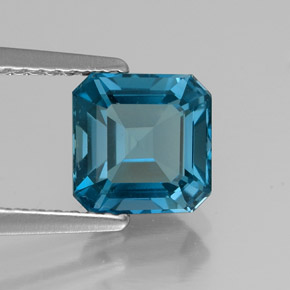 Topacio azul natural de 2,19 ct, corte esmeralda, VS