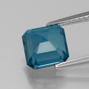 Topacio azul natural de 2,19 ct, corte esmeralda, VS