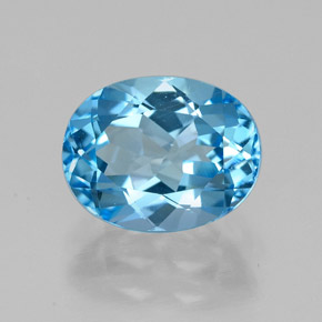 Topacio azul natural de 2,50 ct, corte óvalo, VVS-VS
