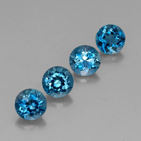 Gemas de topacio azul natural de  ct, corte redondo, VVS-VS