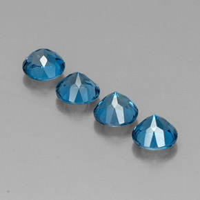 Gemas de topacio azul natural de  ct, corte redondo, VVS-VS