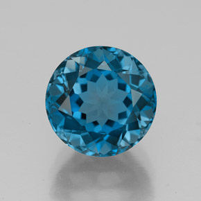Topacio azul natural de 4,06 ct, corte redondo, VS
