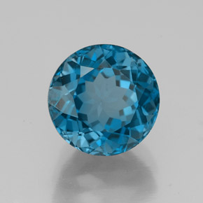 Topacio azul natural de 4,06 ct, corte redondo, VS