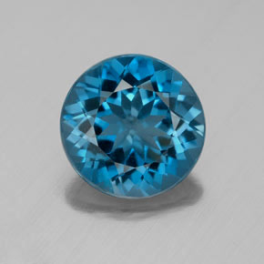 Topacio azul natural de 3,01 ct, corte redondo, VVS-VS