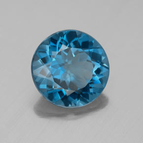 Topacio azul natural de 3,01 ct, corte redondo, VVS-VS