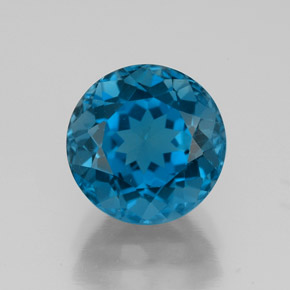 Topacio azul natural de 3,97 ct, corte redondo, VS