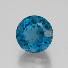 Topacio azul natural de 3,97 ct, corte redondo, VS