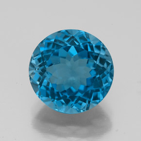 Topacio azul natural de 4,85 ct, corte redondo, VS