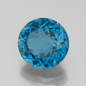 Topacio azul natural de 4,85 ct, corte redondo, VS