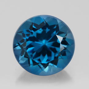 Topacio azul natural de 2,58 ct, corte redondo, VS