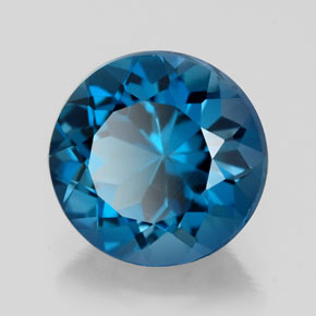 Topacio azul natural de 2,58 ct, corte redondo, VS