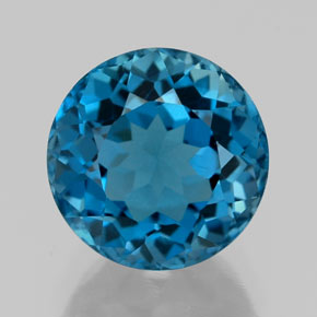Topacio azul natural de 2,88 ct, corte redondo, VVS-VS