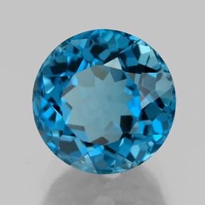 Topacio azul natural de 2,88 ct, corte redondo, VVS-VS