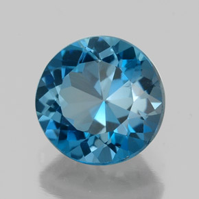 Topacio azul natural de 2,14 ct, corte redondo, VVS-VS
